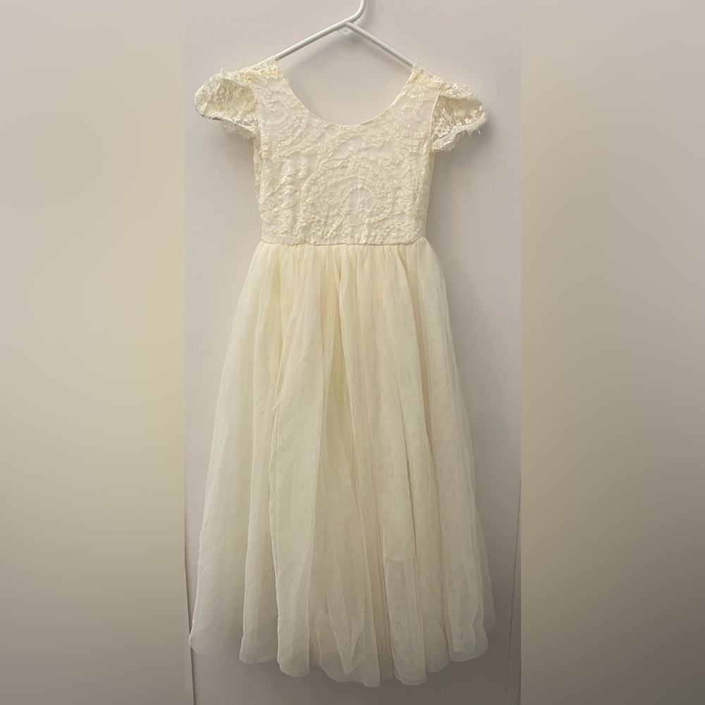 Charming Cream Lace Kids Formal Dress